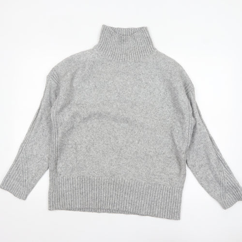 New Look Women Grey Roll Neck Long Sleeve Knit Jumper Size S