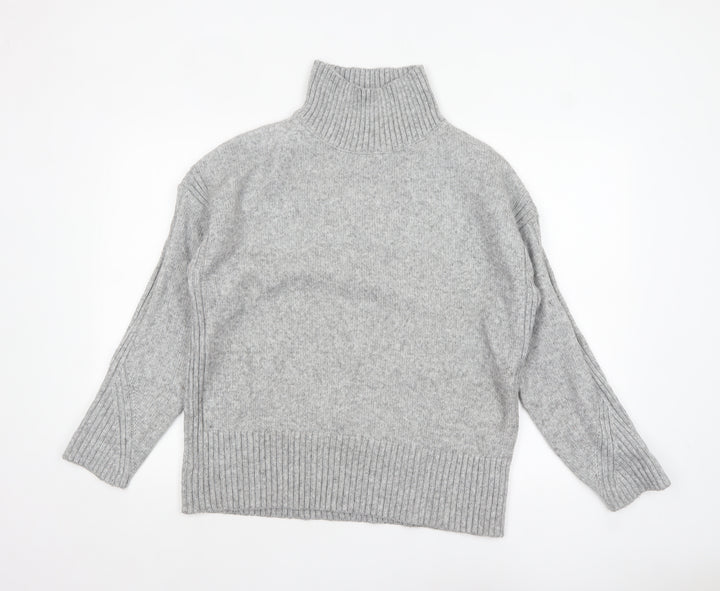 New Look Women Grey Roll Neck Long Sleeve Knit Jumper Size S