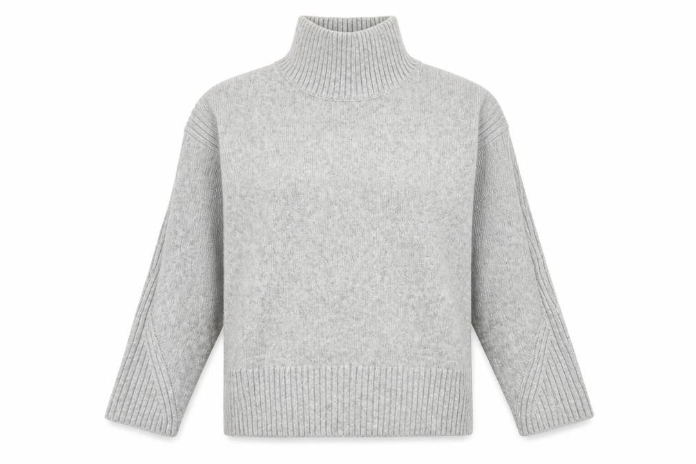 New Look Women Grey Roll Neck Long Sleeve Knit Jumper Size S