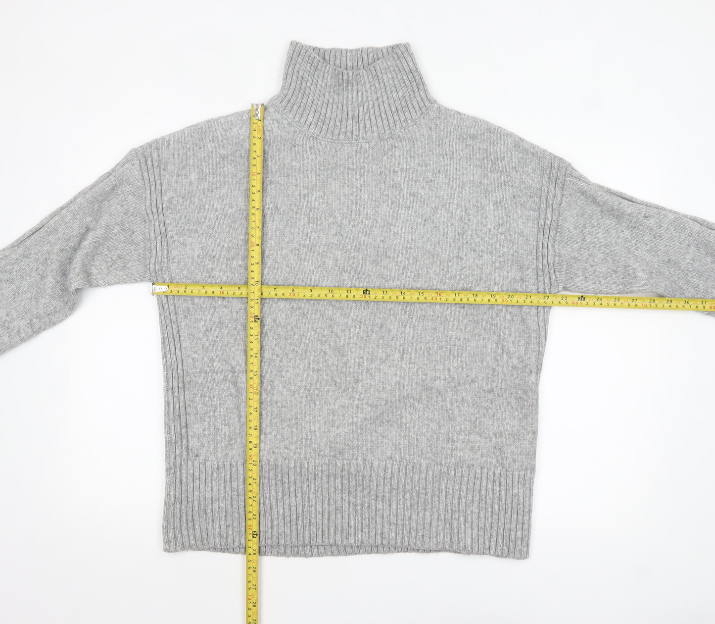 New Look Women Grey Roll Neck Long Sleeve Knit Jumper Size S