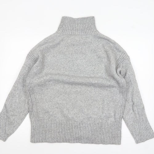 New Look Women Grey Roll Neck Long Sleeve Knit Jumper Size S