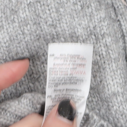 New Look Women Grey Roll Neck Long Sleeve Knit Jumper Size S