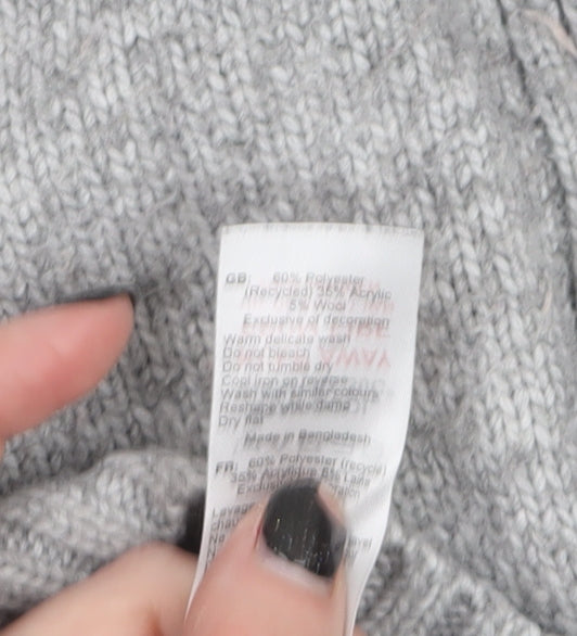 New Look Women Grey Roll Neck Long Sleeve Knit Jumper Size S