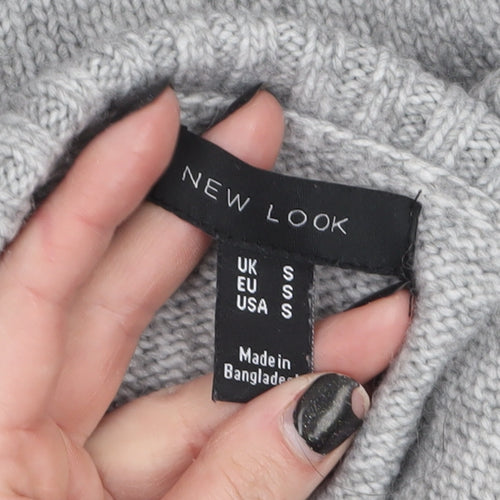 New Look Women Grey Roll Neck Long Sleeve Knit Jumper Size S