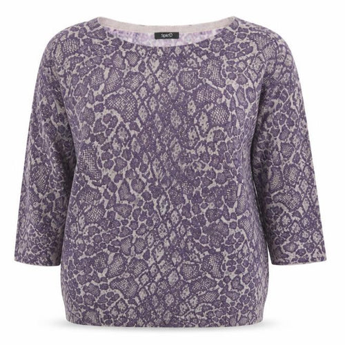M&Co Women’s Purple Animal Print 3/4 Sleeve Pullover Jumper Size 8