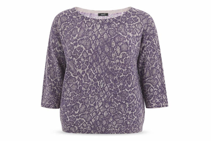 M&Co Women’s Purple Animal Print 3/4 Sleeve Pullover Jumper Size 8