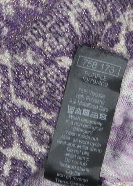 M&Co Women’s Purple Animal Print 3/4 Sleeve Pullover Jumper Size 8