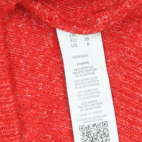 ASOS Women’s Red Crew Neck Pullover Jumper Size 10 Regular Fit