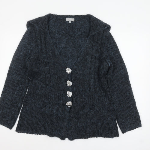 Marks and Spencer Women’s Grey Chunky-Knit Cardigan L V-Neck