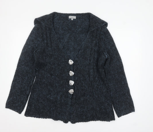 Marks and Spencer Women’s Grey Chunky-Knit Cardigan L V-Neck