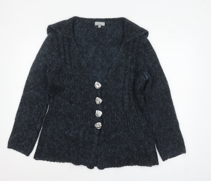 Marks and Spencer Women’s Grey Chunky-Knit Cardigan L V-Neck