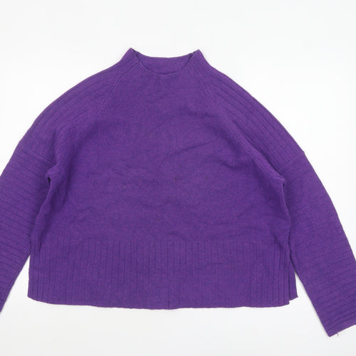 Whistles Women’s Purple Merino Wool Mock Neck Jumper Size M