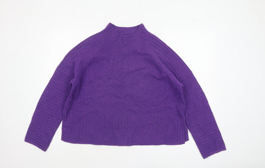 Whistles Women’s Purple Merino Wool Mock Neck Jumper Size M