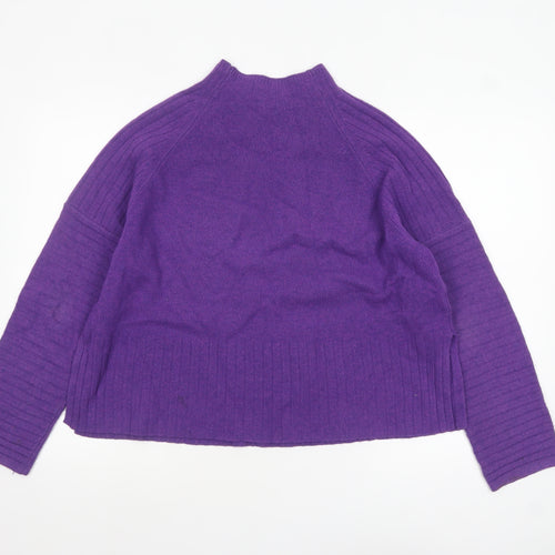 Whistles Women’s Purple Merino Wool Mock Neck Jumper Size M