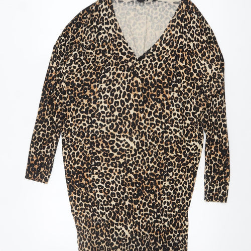 Star by Julien Macdonald Womens Leopard Print V-Neck Long Sleeve Jumper Size 12