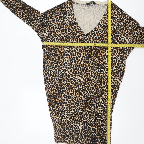 Star by Julien Macdonald Womens Leopard Print V-Neck Long Sleeve Jumper Size 12