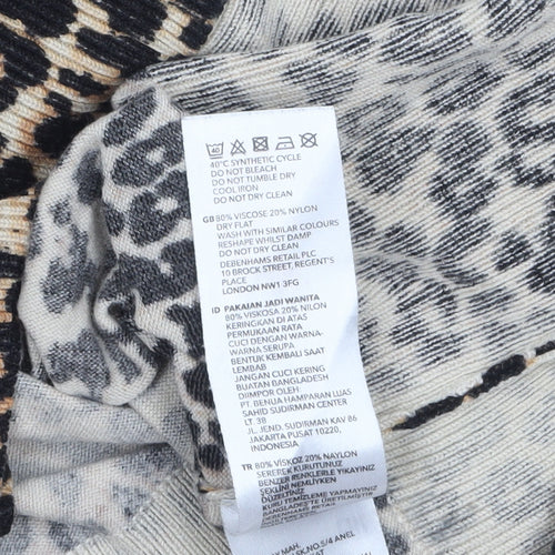 Star by Julien Macdonald Womens Leopard Print V-Neck Long Sleeve Jumper Size 12