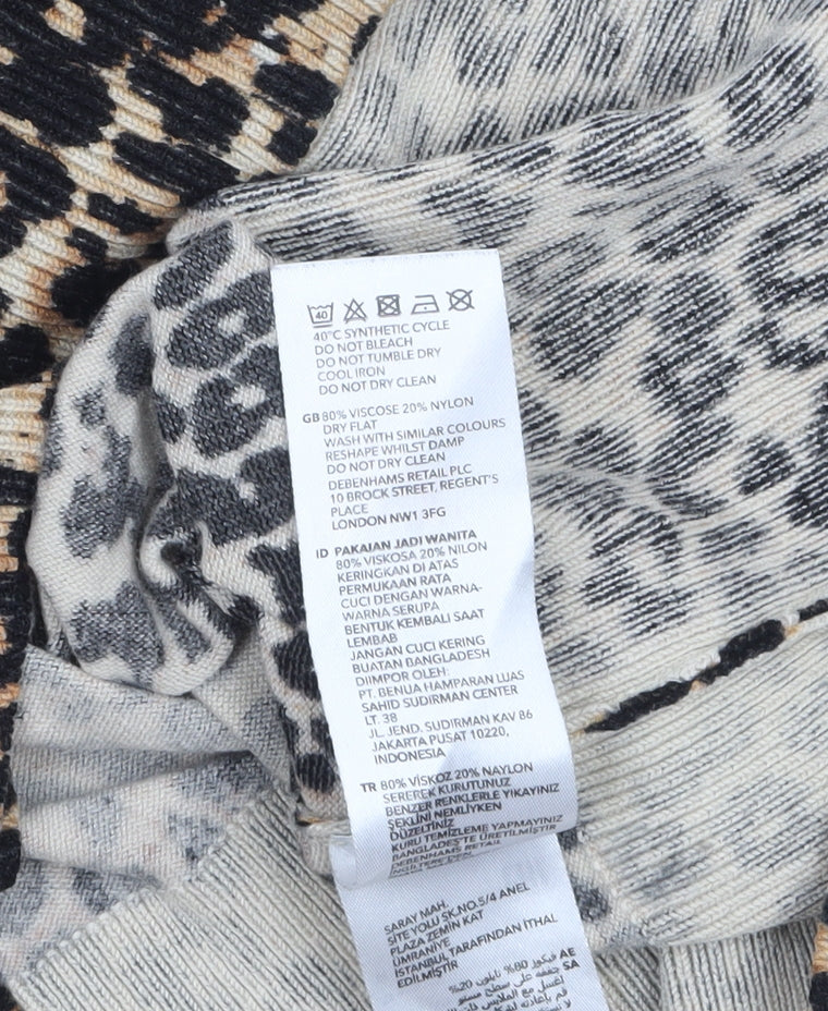 Star by Julien Macdonald Womens Leopard Print V-Neck Long Sleeve Jumper Size 12