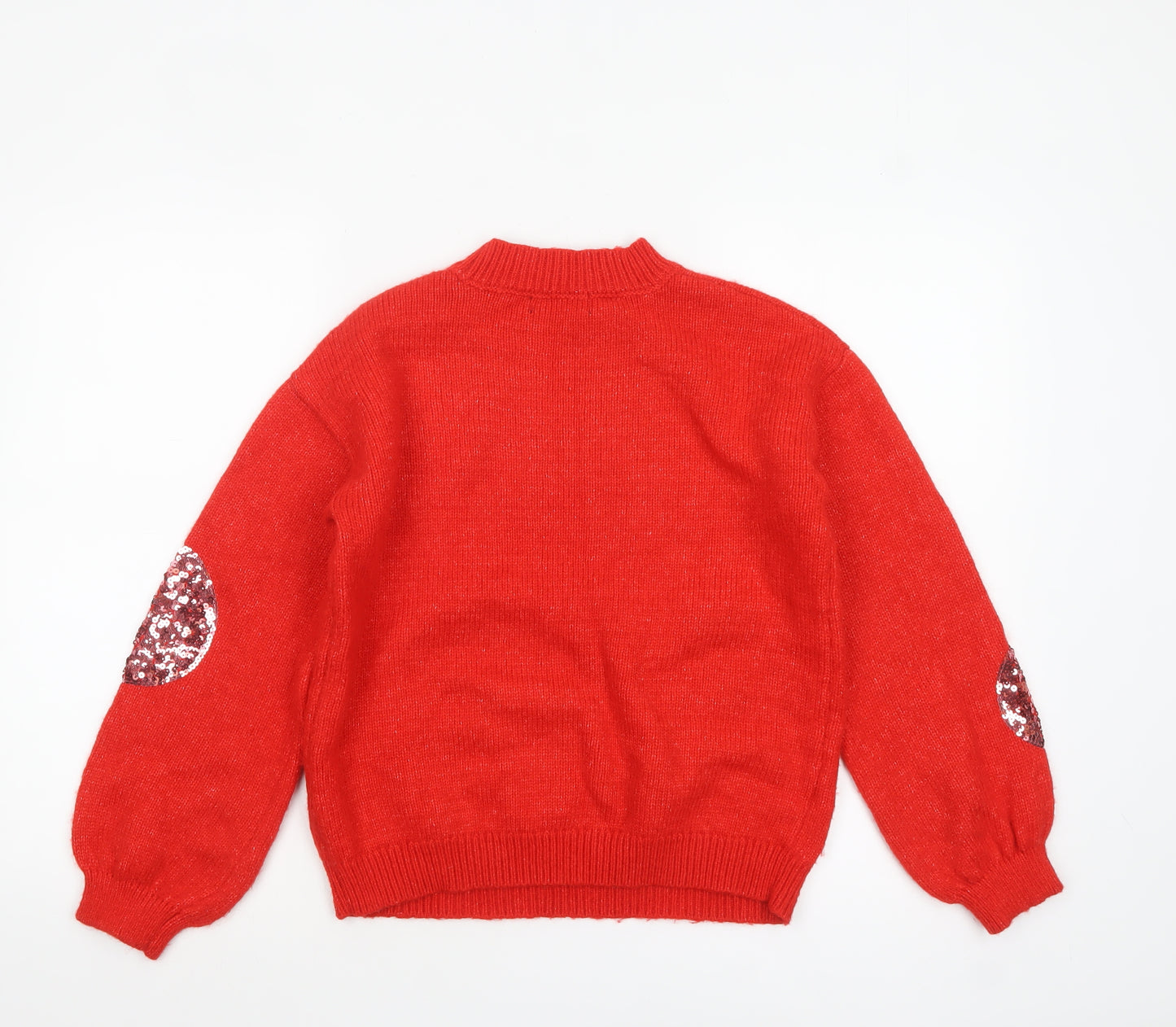Marks and Spencer Women Red Sequin Polka Dot High Neck Jumper Size S