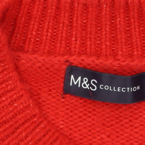 Marks and Spencer Women Red Sequin Polka Dot High Neck Jumper Size S