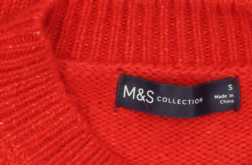 Marks and Spencer Women Red Sequin Polka Dot High Neck Jumper Size S