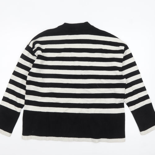 ZARA Women’s Black White Striped Crew Neck Knit Jumper Size 12