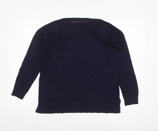 Joules Women's Blue Cotton Blend Crew Neck Pullover Jumper Size 8