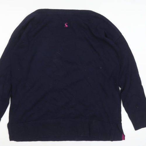Joules Women's Blue Cotton Blend Crew Neck Pullover Jumper Size 8