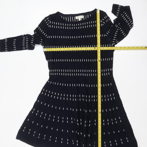 Monsoon Women Blue Striped Knit Fit & Flare Dress Size L