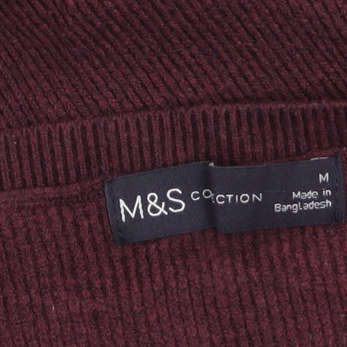 Marks and Spencer Women’s Brown V-Neck Puff Sleeve Knit Jumper M