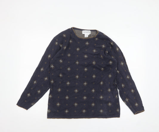 Breckenridge Women's Blue Geometric Cotton Pullover Jumper Size S