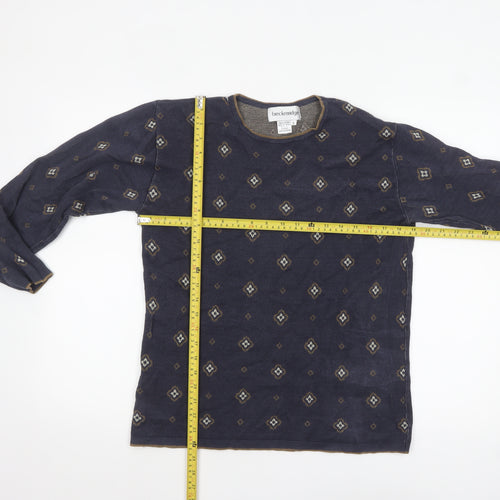 Breckenridge Women's Blue Geometric Cotton Pullover Jumper Size S