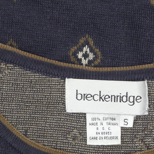 Breckenridge Women's Blue Geometric Cotton Pullover Jumper Size S