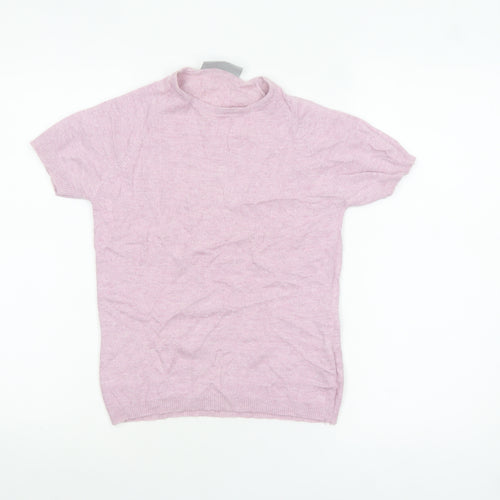 Wallis Women’s Pink Short Sleeve Mock Neck Cotton Blend Jumper Size 10