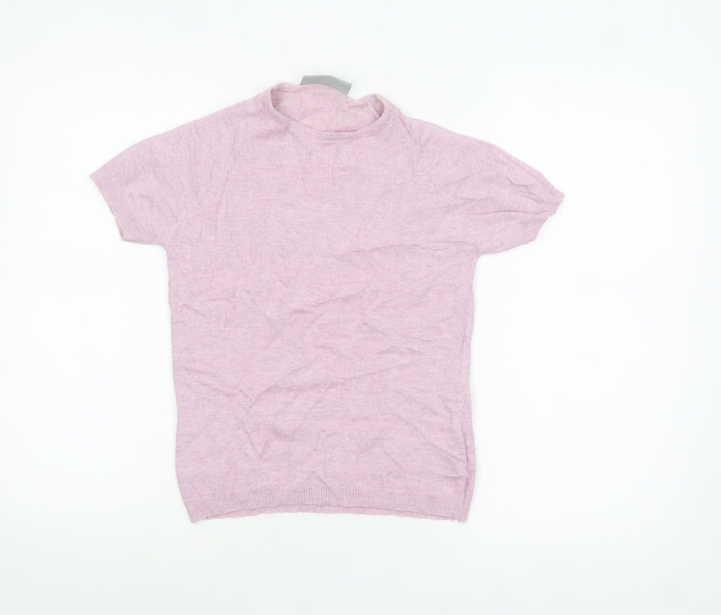 Wallis Women’s Pink Short Sleeve Mock Neck Cotton Blend Jumper Size 10