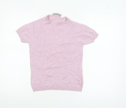 Wallis Women’s Pink Short Sleeve Mock Neck Cotton Blend Jumper Size 10