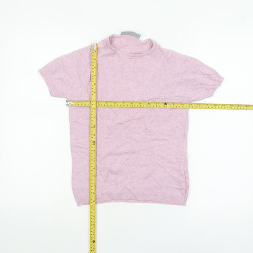 Wallis Women’s Pink Short Sleeve Mock Neck Cotton Blend Jumper Size 10