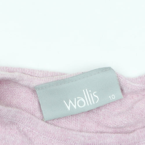 Wallis Women’s Pink Short Sleeve Mock Neck Cotton Blend Jumper Size 10