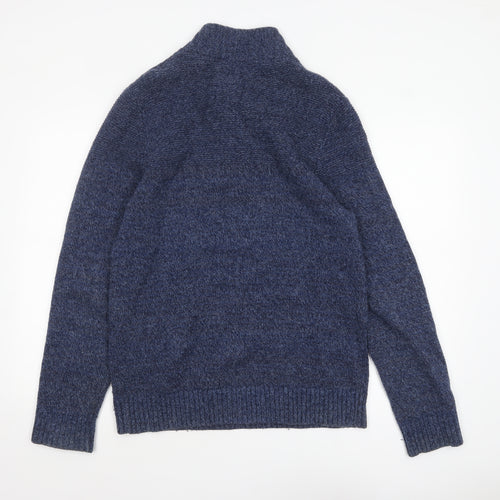 Fat Face Men’s Blue Wool Blend High Neck Chunky Knit Jumper Size M