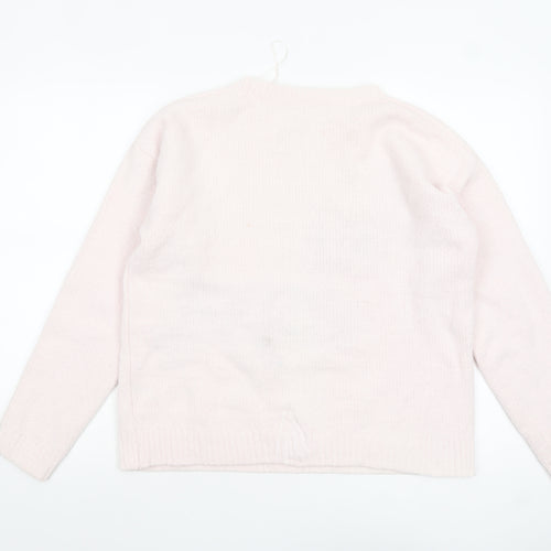Tu Women Pink Christmas Pullover Jumper Size 14 Crew Neck