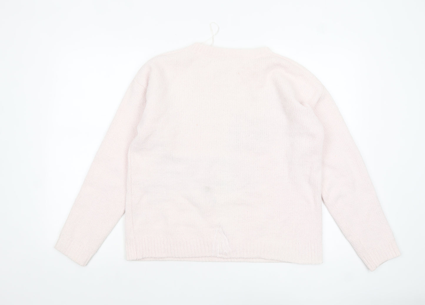 Tu Women Pink Christmas Pullover Jumper Size 14 Crew Neck