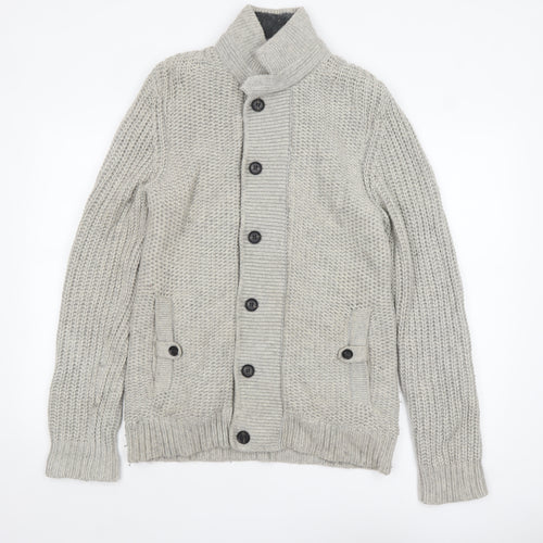 Ted Baker Men’s Grey Wool High Neck Button Cardigan M