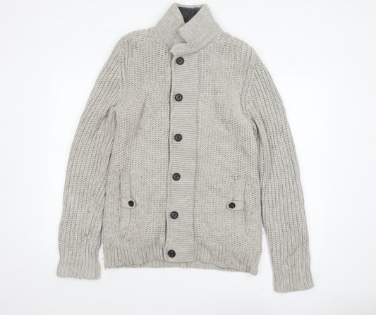 Ted Baker Men’s Grey Wool High Neck Button Cardigan M