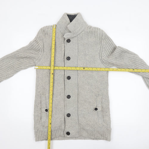 Ted Baker Men’s Grey Wool High Neck Button Cardigan M