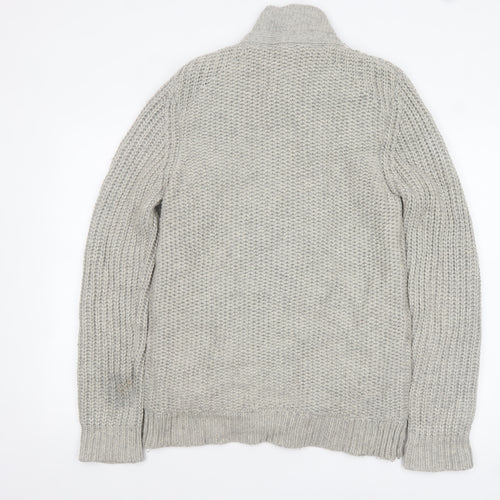 Ted Baker Men’s Grey Wool High Neck Button Cardigan M