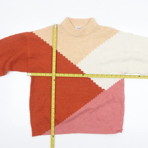 Urban Bliss Women’s Multicoloured Mock Neck Geometric Knit Jumper Size S