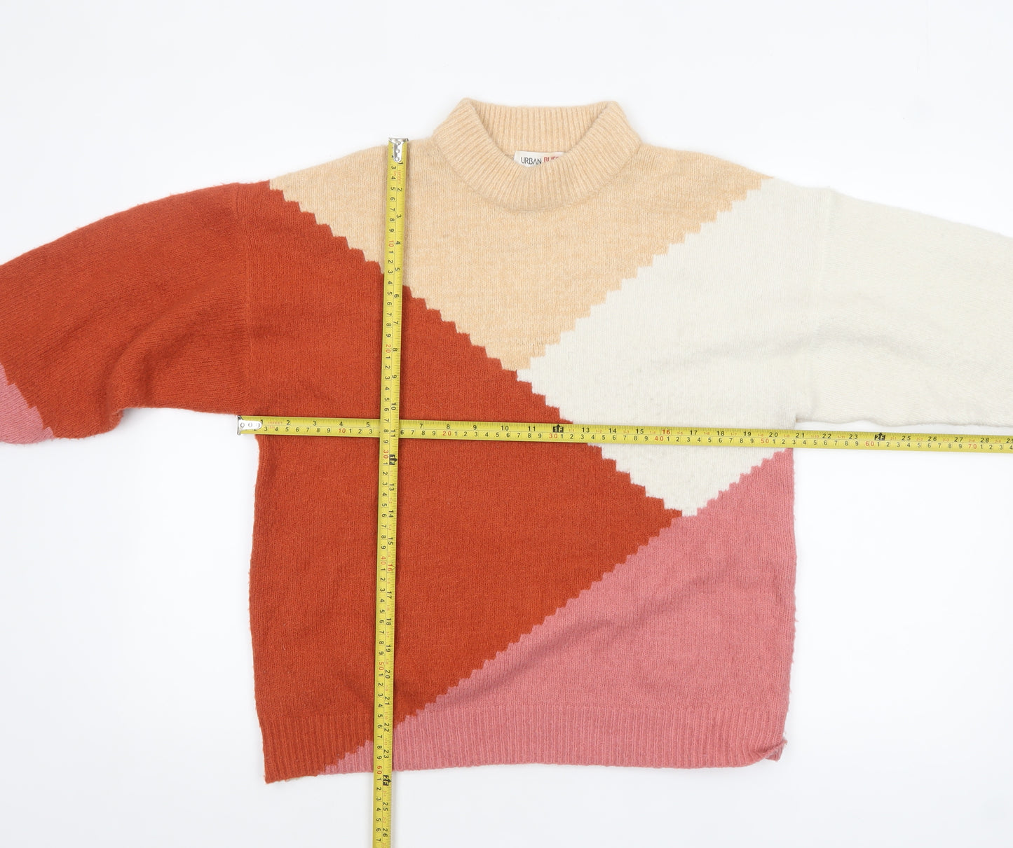 Urban Bliss Women’s Multicoloured Mock Neck Geometric Knit Jumper Size S