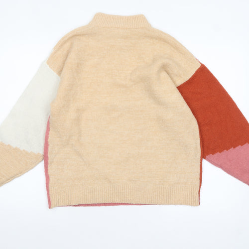 Urban Bliss Women’s Multicoloured Mock Neck Geometric Knit Jumper Size S