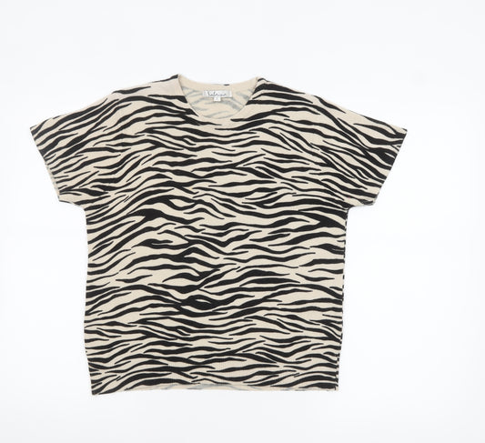 Sabrina Womens Beige Animal Print Acrylic Knit Pullover Jumper L