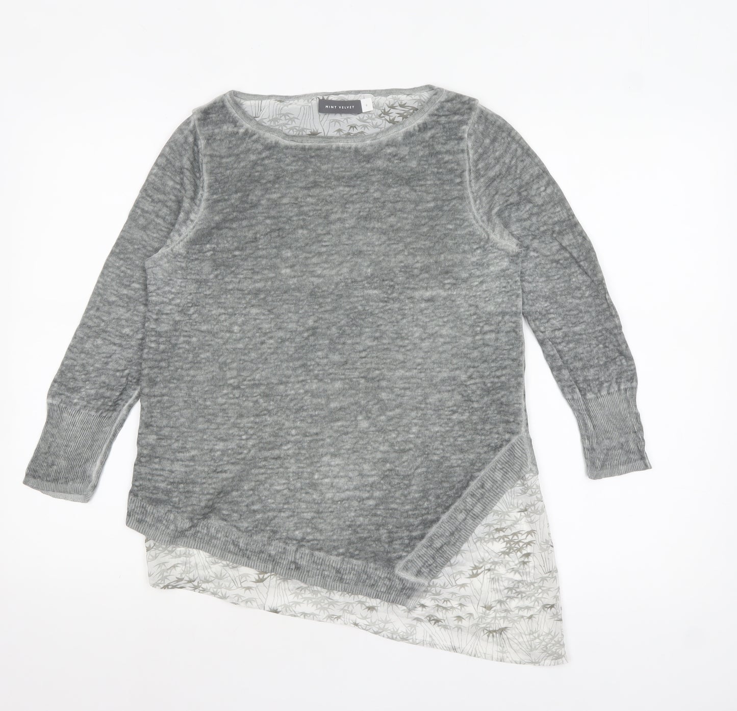 Mint Velvet Women’s Grey Asymmetric Linen Tunic Top Size 8